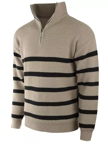 Danfiki Pullover & Strickmode Danfiki Herren Pullover Strickpullover Feinstrick Männer Pullover mit Stehkragen und Reißverschluss Winter
