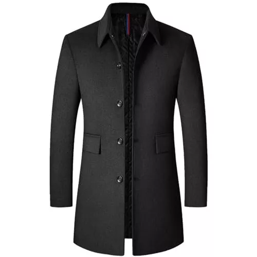 Generisch Mäntel Winterjacke Herren Wintermantel Herren Slim Fit Kurzmantel Herren Wolle Warm Mantel Wollmantel Mantel Wintermantel Wollmantel Business Herrenmantel Lange Trenchcoat Herren Klassischer Umlegekragen
