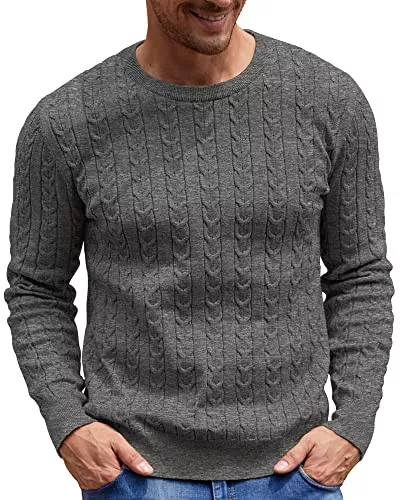 NITAGUT Pullover & Strickmode NITAGUT Herren Pullover Rundhalsausschnitt Kabel-Strick Sweater Strickpullover