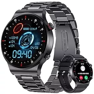 FOXBOX Uhren Smartwatch Herren mit Telefonfunktion,1.32" HD Touchscreen Fitness Tracker,100+ Sportmodi,IP68 Wasserdicht Sportuhr mit Herzfrequenz Schlafmonitor,Edelstahl Smart Watch für Android iOS