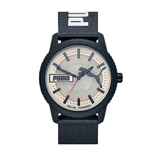 PUMA Uhren PUMA Herrenuhr Ultrafresh, Solaruhrwerk, 48MM graues ProPlanet Kunststoffgehäuse mit ProPlanet Textilarmband, P5104