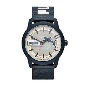 PUMA Uhren PUMA Herrenuhr Ultrafresh, Solaruhrwerk, 48MM graues ProPlanet Kunststoffgehäuse mit ProPlanet Textilarmband, P5104