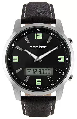 Zeit-Bar Uhren Zeit-Bar Funk-Armbanduhr Herren, mit Datums- und Wochentaganzeige, Stoppuhr