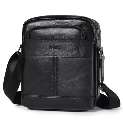 BAIGIO Taschen & Rucksäcke BAIGIO Herren Umhängetasche Leder Herren Schultertasche für Herren Leder Herrentasche Vintage Schultertasche Crossbody Bag Messenger Bags für Herren Schwarz