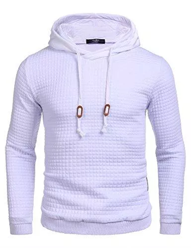 COOFANDY Kapuzenpullover COOFANDY Herren Kapuzenpullover Hipster Gym Langarm Kordelzug Karierten Jacquard Pullover Hoodies