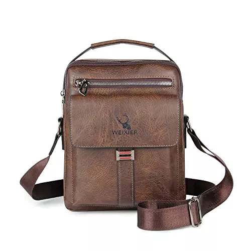 Ynport Crefreak Taschen & Rucksäcke Ynport Crefreak Herren Messenger Bag PU Leder Retro Herren Umhängetasche Wasserdichte Business Umhängetasche und Fashion Wear-Resistant Herren Handtasche