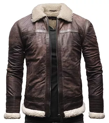 Crone Jacken Crone Knut Herren Shearling Lederjacke Echtleder Jacke mit Fellkragen