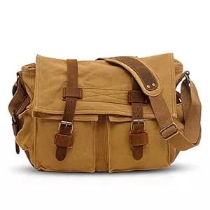 FANDARE Taschen & Rucksäcke FANDARE Unisex Messenger Bag Canvas Satchel College Bag Outdoor Travel Bookbag Commute Work Shoulder Bag 14 inch Laptop Crossbody Bag for Men/Women