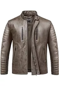 Amaci&Sons Jacken Amaci&Sons Herren Echtleder Jacke Biker Zipper Lederjacke 9105