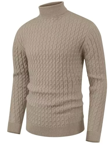 Hisir Pullover & Strickmode Hisir Rollkragenpullover Herren Klassischer Pullover Herren Warmer Winter Slim Fit Strickpullover Pulli Männer Bequem Weich Strick-Pulli für Männer mit Rollkragen