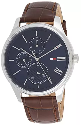 Tommy Hilfiger Uhren Tommy Hilfiger Multi Zifferblatt Quarz Uhr für Herren mit Braunes Lederarmband - 1791847