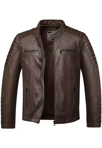 Amaci&Sons Jacken Amaci&Sons Herren Echtleder Jacke Biker Zipper Lederjacke 9104