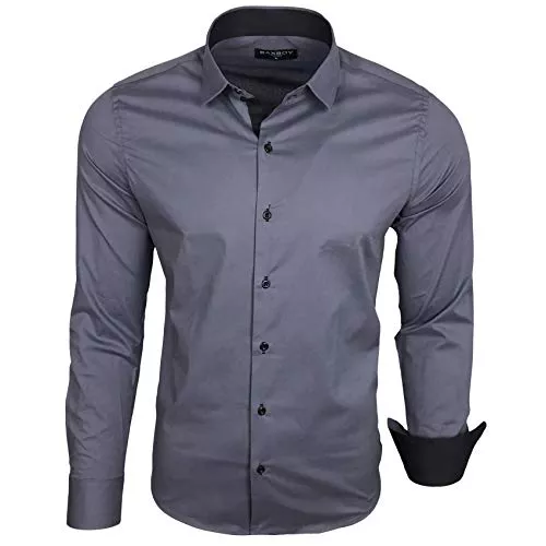 Baxboy Hemden Baxboy Herren-Hemd Langarm/Business Freizeit Hochzeit/Bügelleicht/Slim-Fit/Anzug Kentkragen Hemd B-500
