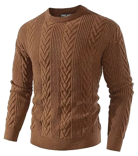 PJ PAUL JONES Pullover & Strickmode PJ PAUL JONES Herren-Pullover mit Rundhalsausschnitt, lässiger Zopfstrickpullover, schulterfrei, solide Strickpullover