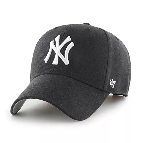 47 Hüte & Mützen '47 MLB New York Yankees MVP Unisex-Baseballkappe, Verstellbar, Hochwertiges Design und Verarbeitung, White Logo, Black