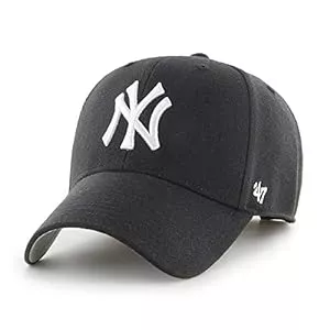 47 Hüte & Mützen '47 MLB New York Yankees MVP Unisex-Baseballkappe, Verstellbar, Hochwertiges Design und Verarbeitung, White Logo, Black