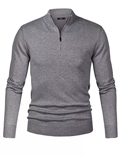 iClosam Pullover & Strickmode iClosam Herren Strickpullover Regular Fit Strick Pullover Mit Stehkragen Und Reißverschluss