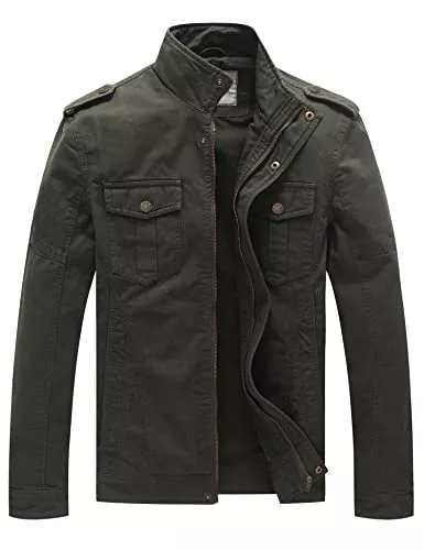 WenVen Jacken WenVen Herren Militär Jacke Leicht Jacke Übergangsjacke Bundeswehr Jacke Vintage Jacke Leichte Jacke Outdoor Jacke Mantel Kurz Blouson Baumwolle Jacken