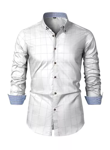 Elegancity Hemden Elegancity Herren Kariertes Hemd Langarm Freizeithemden Casual Button Down Businesshemden Regular Fit Trachtenhemd Gingham Bügelleichtes Stretch