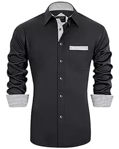 J.VER Hemden J.VER Herren Hemd Regular Fit Langarm Herrenhemden Freizeithemd Regular Businesshemd elastiscer Musterhemd