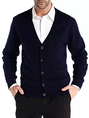 Kallspin Strickjacken Kallspin Herren Strickjacke aus Kaschmir Wollmischung V-Ausschnitt Cardigan mit Knopfverschluss und Taschen