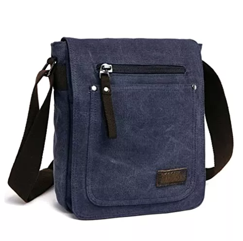 DASKING Taschen & Rucksäcke DASKING Herren Tasche Umhängen, Umhängetasche Klein Vintage Canvas für Herren, Schultertasche Messenger Bag Kuriertasche, 23 x 28cm 9