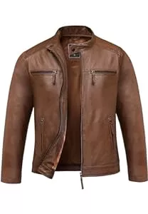 Amaci&Sons Jacken Amaci&Sons Herren Echtleder Jacke Biker Zipper Lederjacke 9108