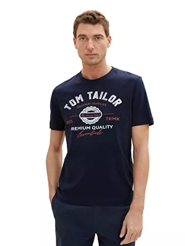 TOM TAILOR T-Shirts TOM TAILOR Herren T-Shirt mit Logo-Print aus Baumwolle