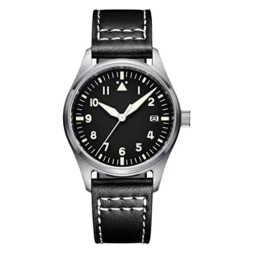 ADDIESDIVE Uhren ADDIESDIVE Herren Automatikuhr Fliegeruhr 200M Gürtel Schwarz