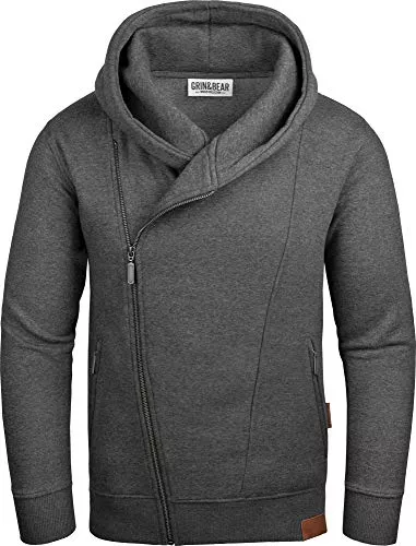 Grin&Bear Kapuzenpullover Grin&Bear Herren Kapuzenjacke Kapuzenpullover Hoodie mit schrägem Reissverschluss GEC016