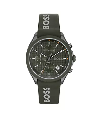 BOSS Uhren BOSS Chronograph Quarz Uhr für Herren mit Grünes Silikonarmband