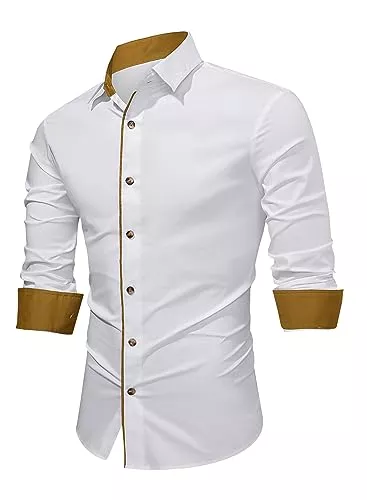 Meilicloth Hemden Meilicloth Herren Hemd Langarm Business Hemd Freizeithemd Formelle Baumwolle Dehnbar Hemd Klassisch Casual Western Kent-Kragen Hemd Männer Regular Fit