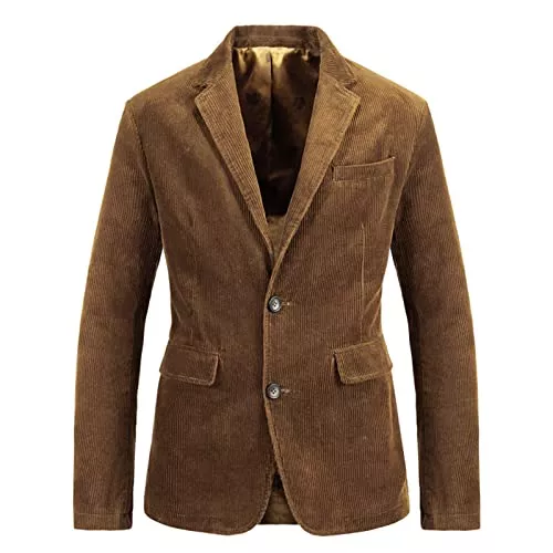 Awoyep Blazer Awoyep Herren Cord Sakko, Herren Sakko Blazer Lange Ärmel Revers Cord Blazer Slim Fit Modern Anzug Jacke Einreihig Einfarbig Casual Blazer Mantel für Business Hochzeit Freizeit
