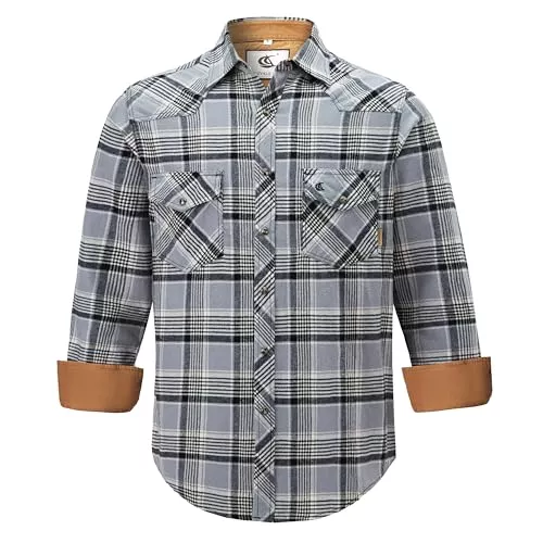 Coevals Club Hemden Coevals Club Herren Flanellhemd Langarm Kariertes Druckknöpfe Baumwolle mit Tasche Normale Passform Freizeithemd