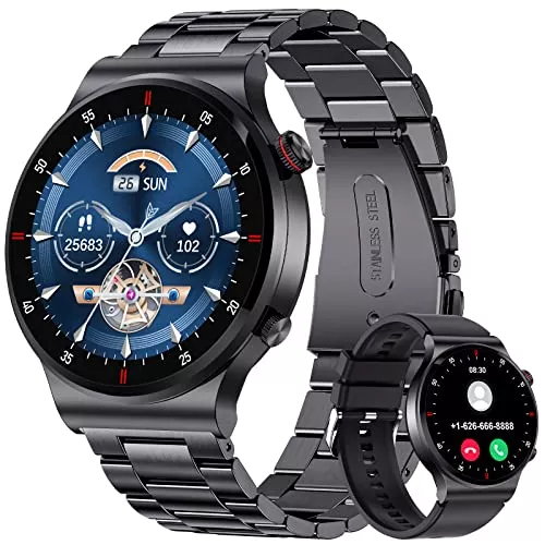 LIGE Uhren LIGE 2023 Smartwatch Herren mit Telefonfunktion,1.39 Zoll Fittness Armbanduhr Herren mit Schrittzähler/Blutdruckmessung,IP67 Wasserdicht Outdoor Metallarmband Smart Watch für Android iOS