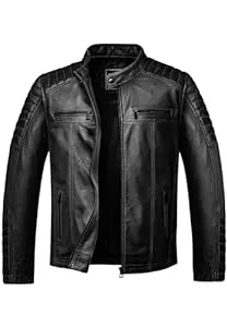 Amaci&Sons Jacken Amaci&Sons Herren Echtleder Jacke Biker Zipper Lederjacke 9104