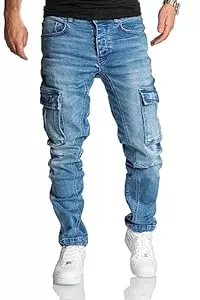 REPUBLIX Jeans REPUBLIX Herren Cargo Jeans Regular Slim Denim Hose Destroyed R7977