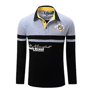 Juanxian Poloshirts Herren Poloshirt Langarm Herren T-Shirts Baumwolle Frühling Langarm Golf Shirt Besticktes Logo Knit Polo Shirt Top
