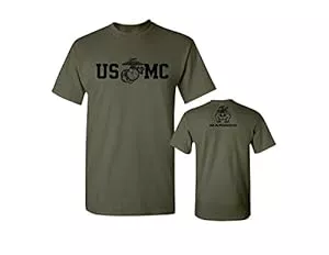 Lucky Ride T-Shirts Lucky Ride Marine Corps Bull Dog Front and Back USMC Herren Military T-Shirt