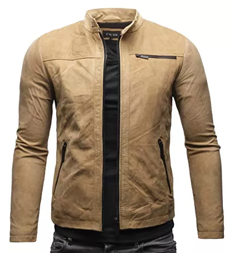 Crone Jacken Crone Epic Herren Lederjacke Cleane Leichte Basic Jacke aus weichem Schafs-Leder