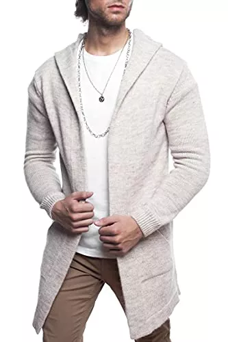 Carisma Strickjacken Carisma Herren Strickjacke Lang mit Kapuze • Herren Jacke mit Seitentaschen Lange Kapuzenjacke Herren angenehme Übergangsjacke für Männer 7601