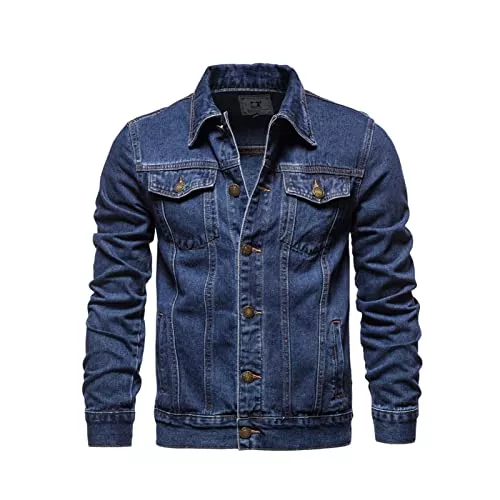 Yokbeer Jacken Yokbeer Herren Jeansjacke Jacken Gewaschener Denim Übergangsjacke Frühlingsjacke Herbstjacke Mantel Vintage Herrenjacke Klassische Denim Cargo Coat Slim Fit Jacket Übergangs