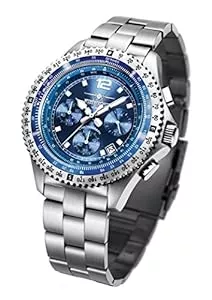 FIREFOX Uhren FIREFOX Fighter FFS05-103 Sunray blau Chronograph Herrenuhr Armbanduhr massiv Edelstahl Sicherheitsfaltschließe 10 ATM Prüfdruck