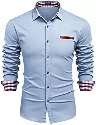 COOFANDY Hemden COOFANDY Jeanshemd Herren Denim Shirt Langarmhemd Cowboy-Style Freizeit Hemd männer Kent-Kragen Business Casual