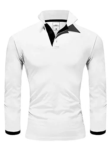 Amaci&Sons Poloshirts Amaci&Sons Herren Poloshirt Basic Kontrast Langarm Polohemd Shirt 5201