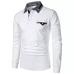 APAELEA Poloshirts APAELEA Poloshirt Herren Langarm Streifen T-Shirt Baumwolle Casual Polohemd für Männer