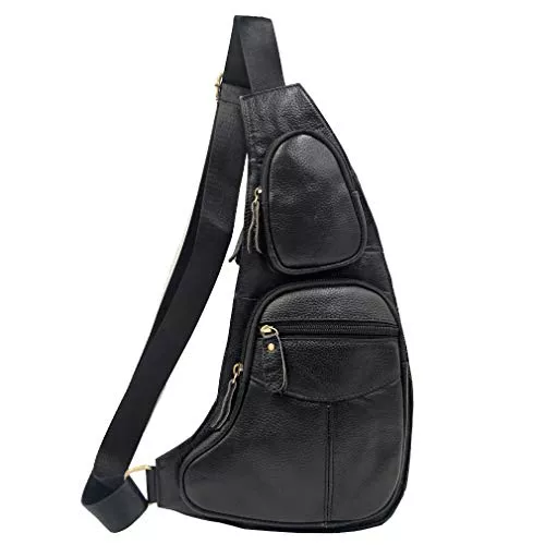 Xieben Taschen & Rucksäcke Xieben Leder Schultertasche Sling Brusttasche Crossbody Pack für Herren Damen