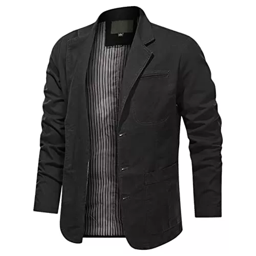 CUTeFiorino Blazer CUTeFiorino Herren Sakko übergröße Blazer Herbst Anzugsakko Baumwolle Chino Freizeitanzug Herren Outdoorjacke 3 Knopf Sportlich Herrenjacken für Hochzeit Business Größe L XL XXL 3XL 4XL