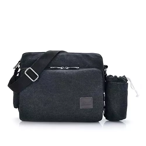 MEIJMJIA Taschen & Rucksäcke MEIJMJIA YMTECH Umhängetasche mit Flaschenhalter, Messenger Bag aus Canvas, Schultertasche für Herren, Crossbody Herrentasche für Freizeit Urlaub Ausflug