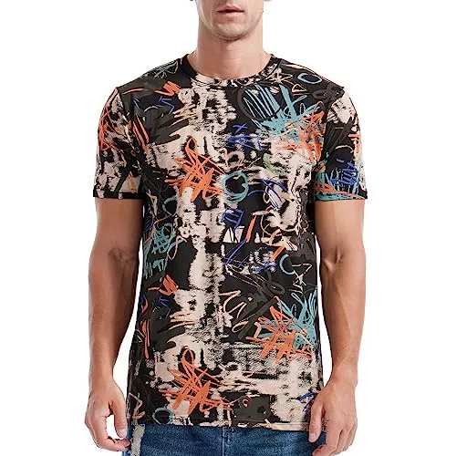RONOMO T-Shirts RONOMO Herren Mode Krawatte Dye T-Shirt Casual Print T-Shirt Graffiti T-Shirt